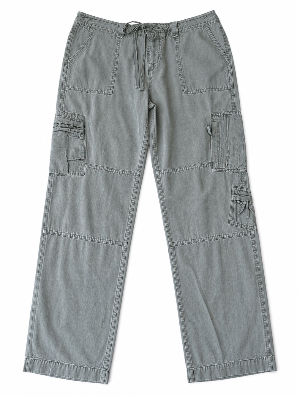 Sundance Cargo Size P6 Light Blue Wide Leg Utility Drawstring Pants Tencel